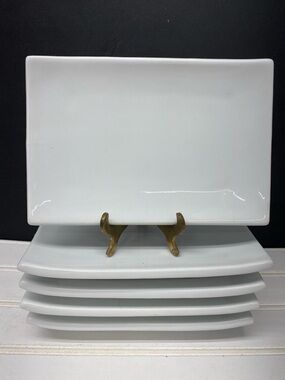 Pier 1 Appetizer Plates Rectangular White Porcelain Set of Five